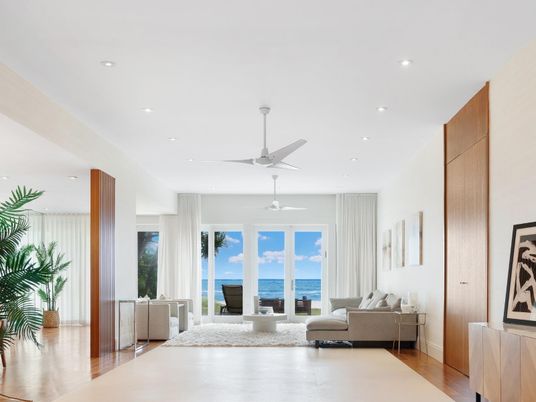 Bedroom, Interior, Living room, Recessed Lighting, Water, Wood Texture Flooring