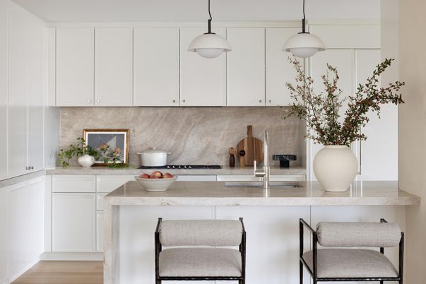 Interior, Kitchen, Pendant Lights, Stainless Steel Appliances, Wood Texture Flooring