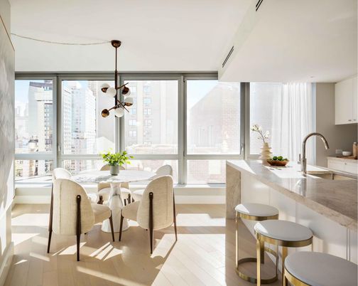 Dining room, Interior, Kitchen, Pendant Lights, Wood Texture Flooring