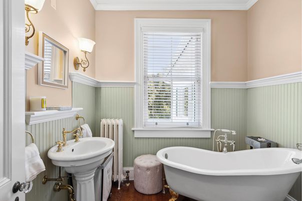 Bathroom, Free Standing Baths, Interior, Wood Texture Flooring