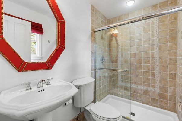 Bathroom, Glass Shower, Interior, Recessed Lighting