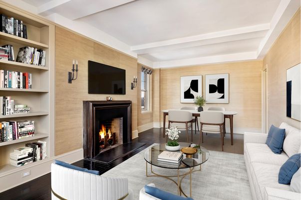 Dining room, Fireplace, Interior, Living room, Wood Texture Flooring