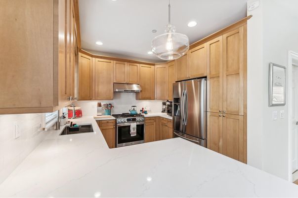 Interior, Kitchen, Pendant Lights, Recessed Lighting, Stainless Steel Appliances
