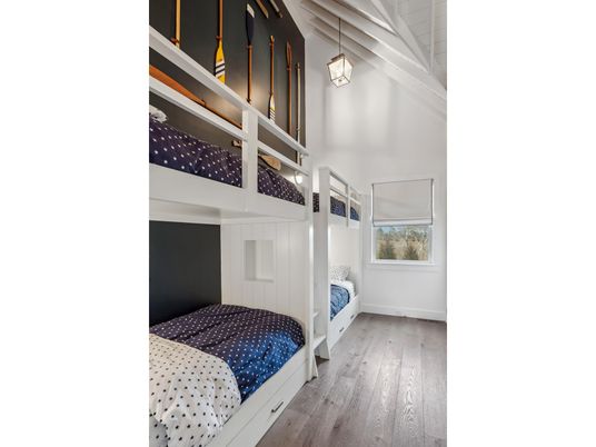 Bedroom, Interior, Pendant Lights, Wood Texture Flooring