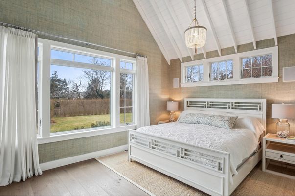 Bedroom, Interior, Pendant Lights, Wood Texture Flooring
