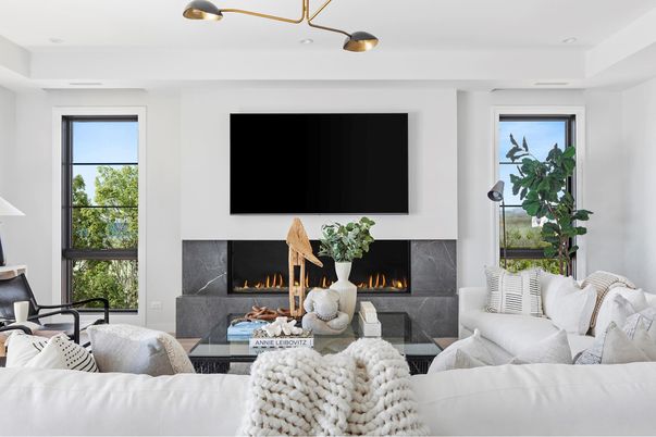 Fireplace, Interior, Living room, Recessed Lighting