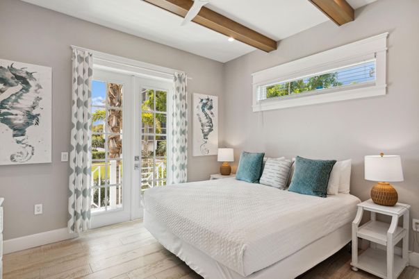 Bedroom, Interior, Recessed Lighting, Wooden Beams, Wood Texture Flooring