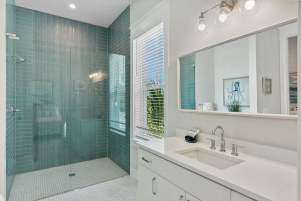 Bathroom, Glass Shower, Interior, Recessed Lighting