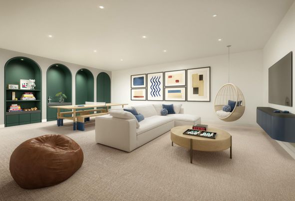 Game Room, Interior, Living room, Pendant Lights, Recessed Lighting
