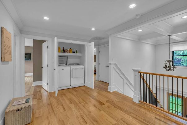 Interior, Recessed Lighting, Utility Closets, Washer, Wood Texture Flooring