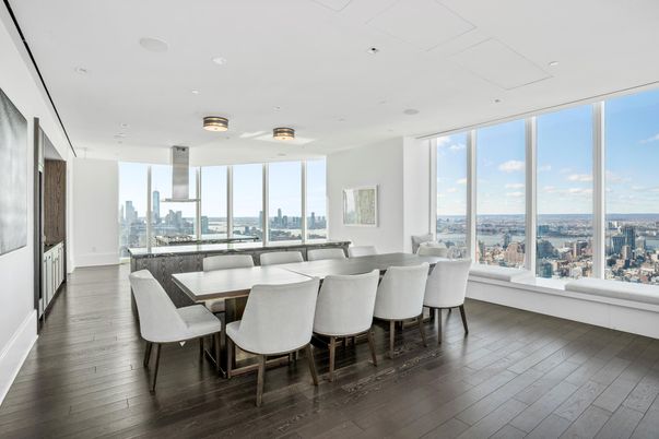 Dining room, Interior, Recessed Lighting, Water, Wood Texture Flooring