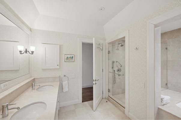 Bathroom, Dual Sink Vanities, Glass Shower, Interior, Recessed Lighting