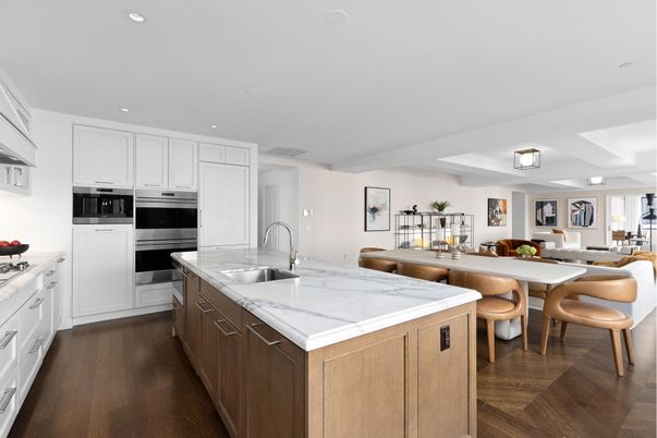 Dining room, Interior, Kitchen, Recessed Lighting, Stainless Steel Appliances, Wood Texture Flooring
