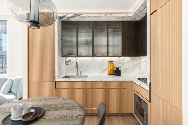 Bedroom, Interior, Kitchen, Marble Walls, Wood Texture Flooring