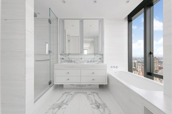 Bathroom, Interior, Marble, Recessed Lighting