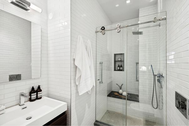 Bathroom, Glass Shower, Interior, Recessed Lighting
