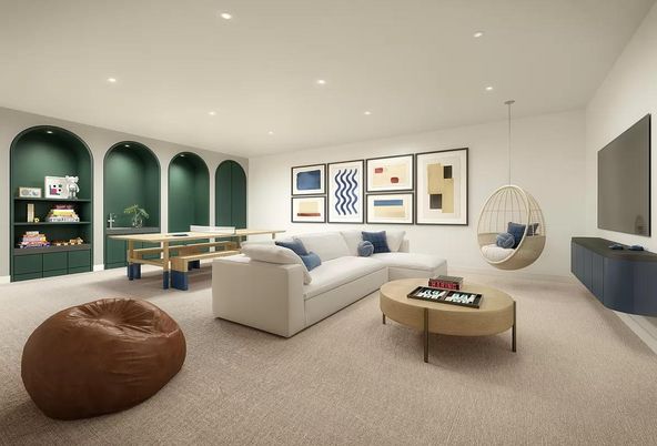 Game Room, Interior, Living room, Pendant Lights, Recessed Lighting