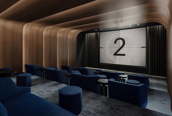 Interior, Projection Screen, Recessed Lighting, Theatre Room