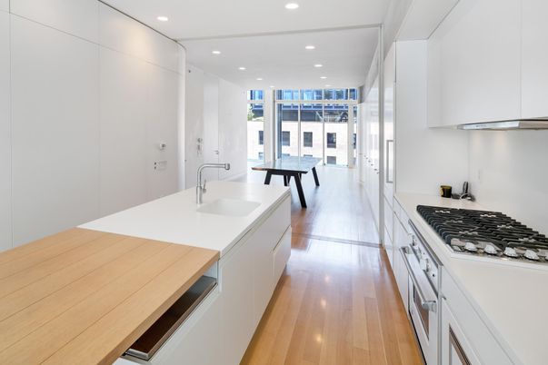 Interior, Kitchen, Recessed Lighting, Wood Texture Flooring