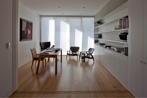 Home Office, Interior, Recessed Lighting, Wood Texture Flooring
