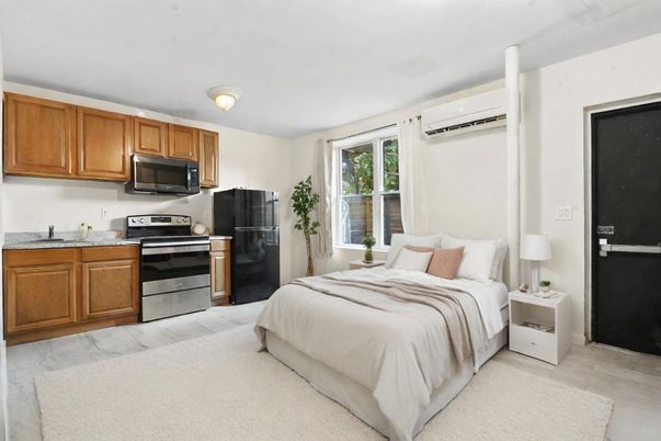 Bedroom, Interior, Kitchen, Stainless Steel Appliances, Wood Texture Flooring
