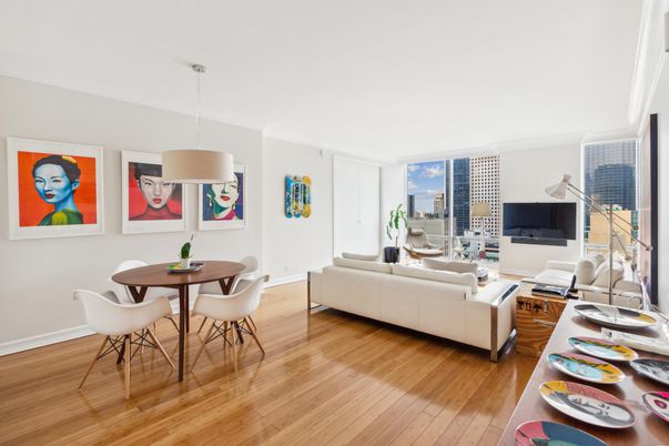 Dining room, Interior, Living room, Pendant Lights, Wood Texture Flooring