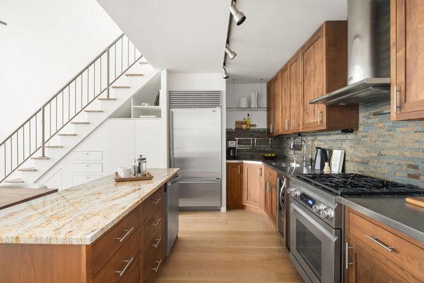 Interior, Kitchen, Stainless Steel Appliances, Wood Texture Flooring