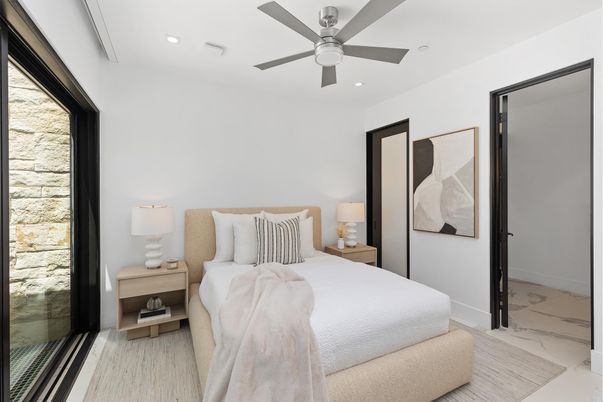 Bedroom, Interior, Marble, Recessed Lighting