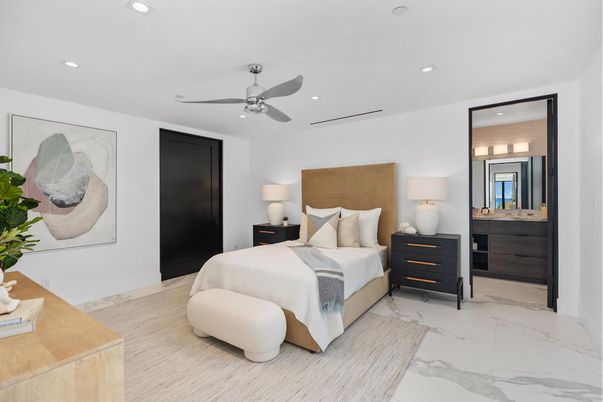 Bedroom, Interior, Marble, Recessed Lighting