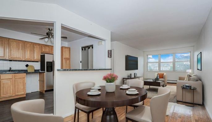 Dining room, Interior, Kitchen, Living room, Wood Texture Flooring