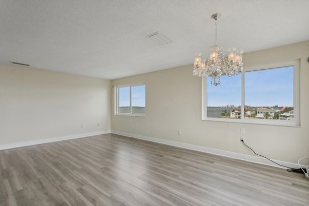 Chandelier, Empty room, Interior, Wood Texture Flooring