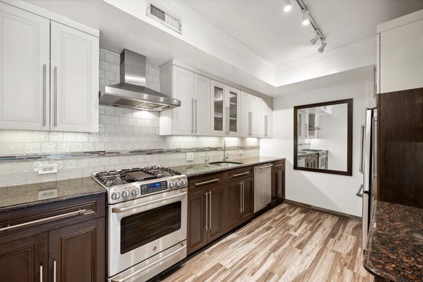 Interior, Kitchen, Stainless Steel Appliances, Wood Texture Flooring