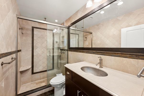 Bathroom, Glass Shower, Interior, Recessed Lighting