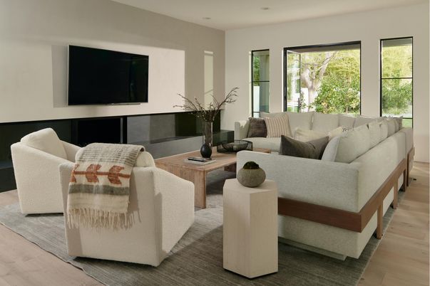 Interior, Living room, Recessed Lighting, Wood Texture Flooring