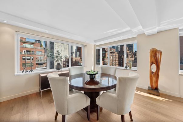 Dining room, Interior, Recessed Lighting, Wood Texture Flooring