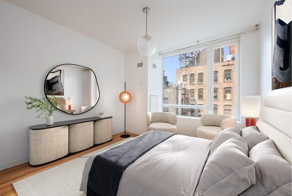 Bedroom, Interior, Pendant Lights, Wood Texture Flooring