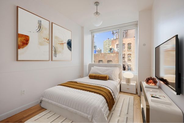 Bedroom, Interior, Pendant Lights, Wood Texture Flooring
