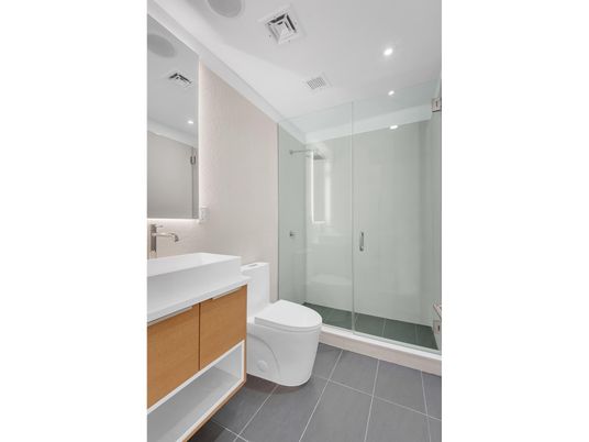 Bathroom, Glass Shower, Interior, Recessed Lighting