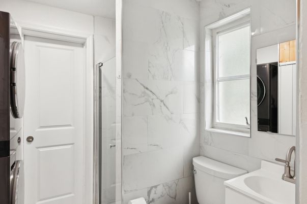 Bathroom, Glass Shower, Interior, Marble Walls