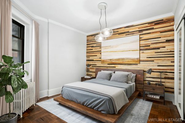 Bedroom, Interior, Pendant Lights, Wood Texture Flooring, Wooden Walls
