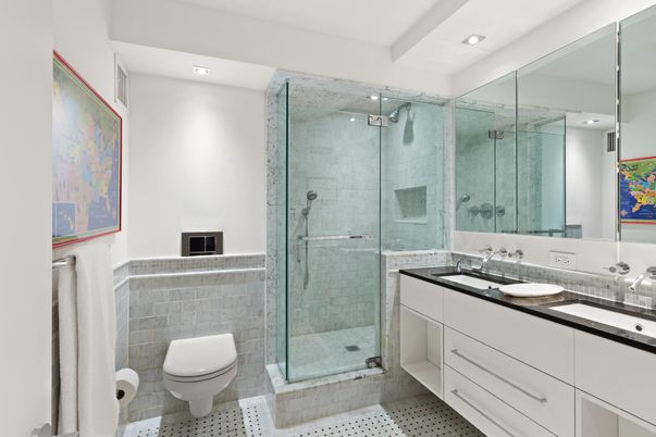 Bathroom, Glass Shower, Interior, Recessed Lighting