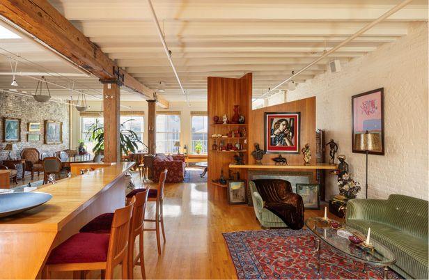 Dining room, Interior, Living room, Pendant Lights, Wooden Beams, Wood Texture Flooring