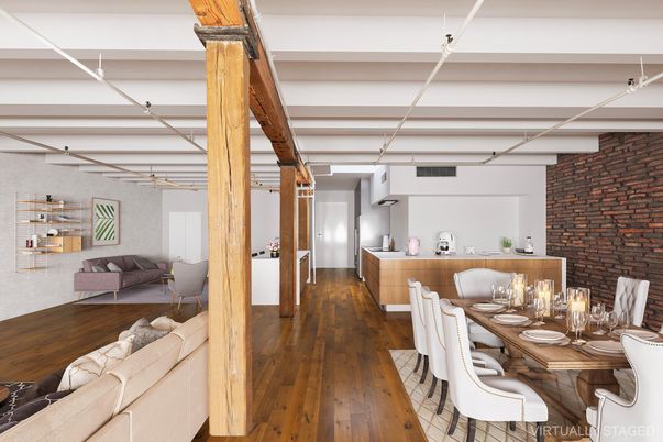 Dining room, Interior, Stone Walls, Wood Texture Flooring