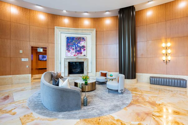 Fireplace, Interior, Living room, Recessed Lighting, Wooden Walls