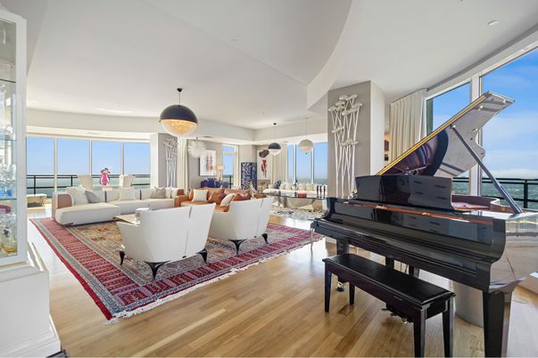 Interior, Living room, Pendant Lights, Piano, Wood Texture Flooring