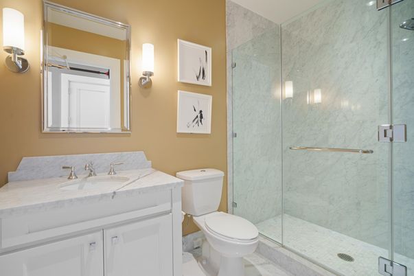 Bathroom, Glass Shower, Interior, Marble, Marble Walls