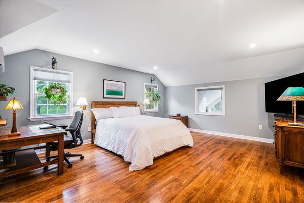 Bedroom, Home Office, Interior, Recessed Lighting, Wood Texture Flooring