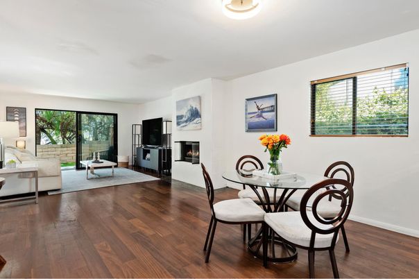Dining room, Fireplace, Interior, Living room, Wood Texture Flooring