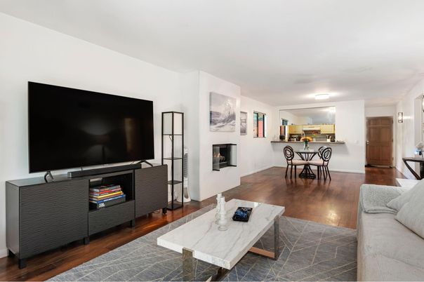 Dining room, Fireplace, Interior, Kitchen, Living room, Wood Texture Flooring