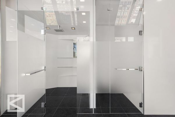 Bathroom, Glass Shower, Interior, Recessed Lighting